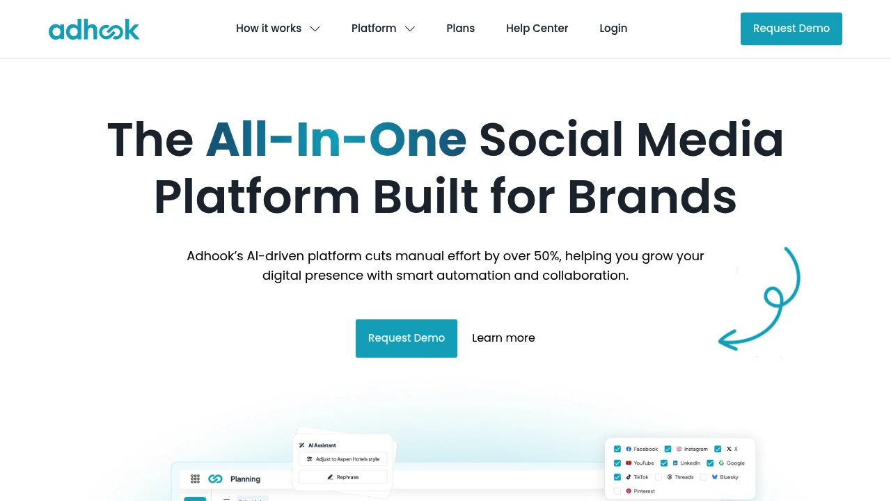Screenshot of Adhook website