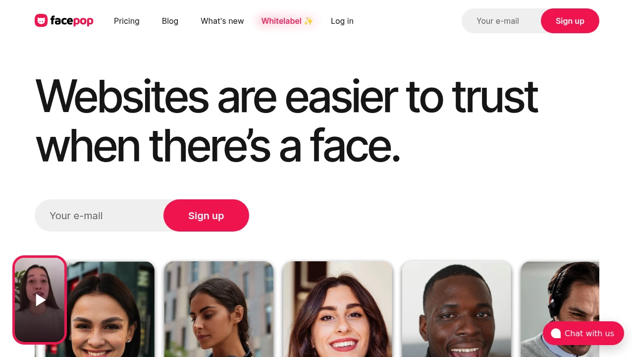 Screenshot of FacePop website