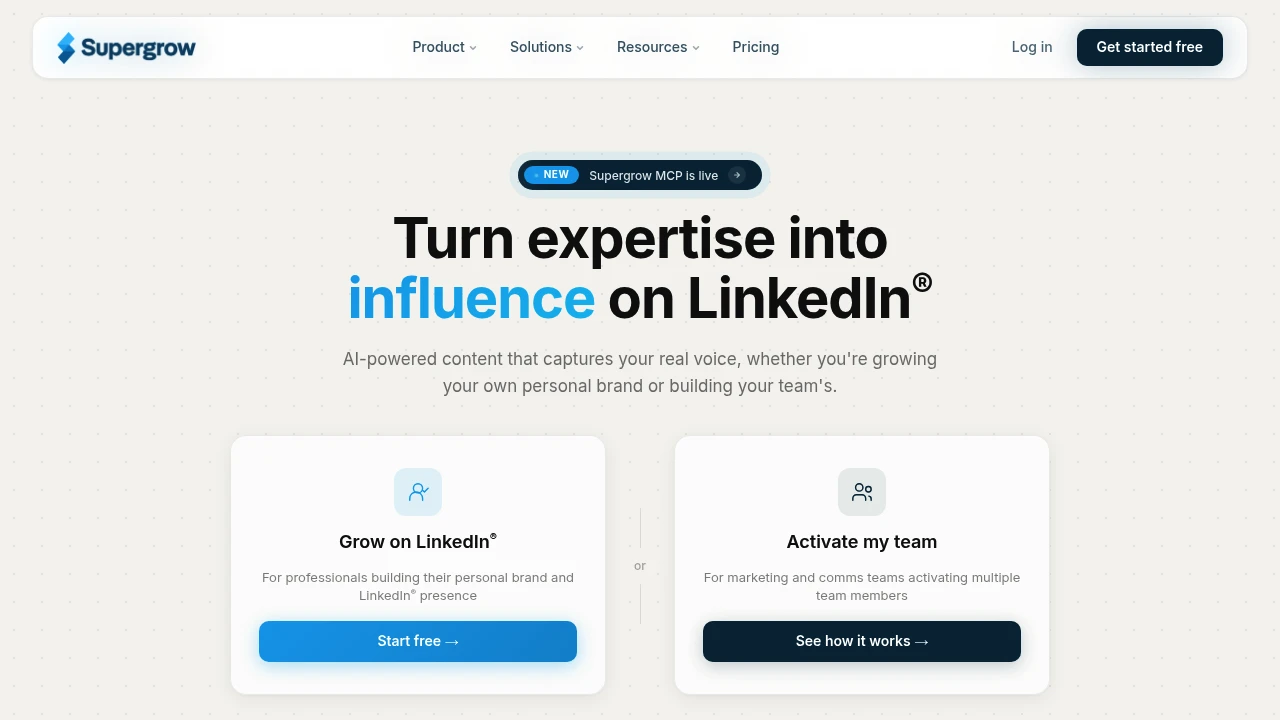 Screenshot of Supergrow website