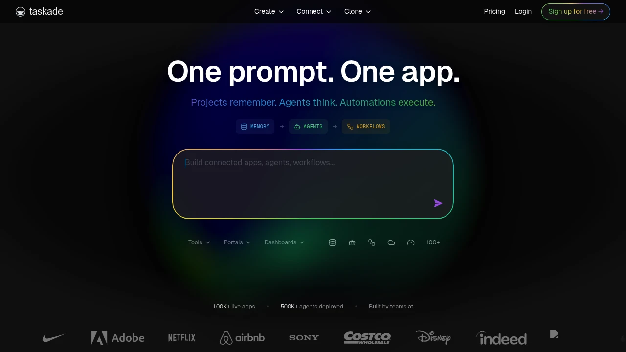 Screenshot of Taskade website
