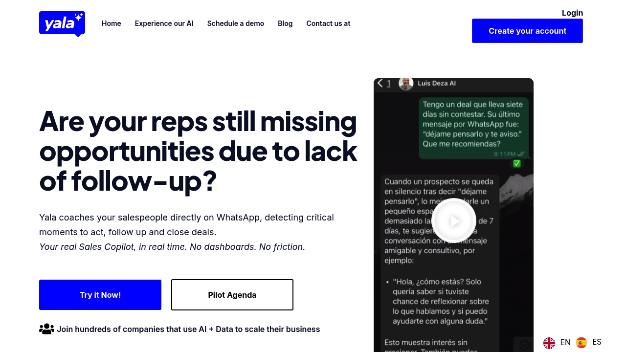 Screenshot of Yala website